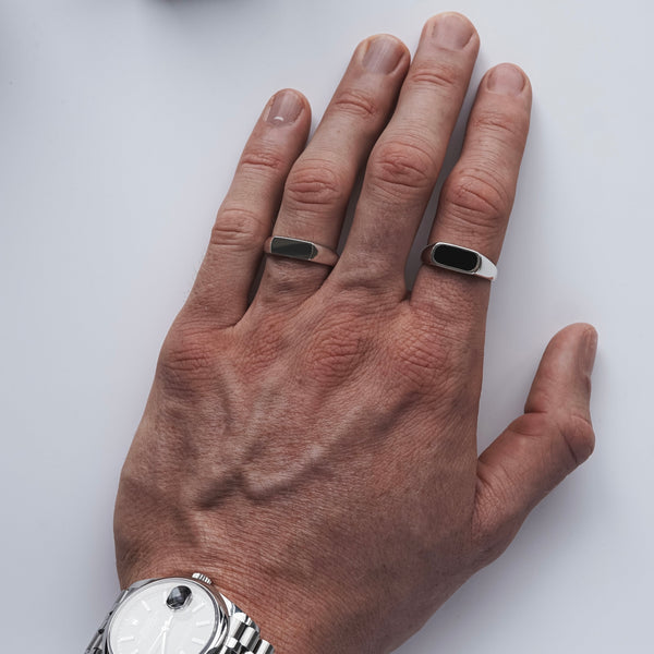 Minimalistischer Herren Ring aus 925 Sterling Silber und Gold