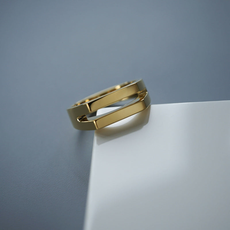 Minimalistischer Herren Ring aus 925 Silber und Gold handmade Sprezzi Fashion
