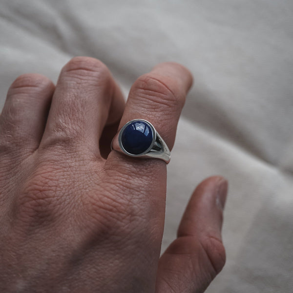 Silber Siegelring mit blauem Lapislazuli Stein für Männer aus 925 Sterling Silver Sprezzi Fashion