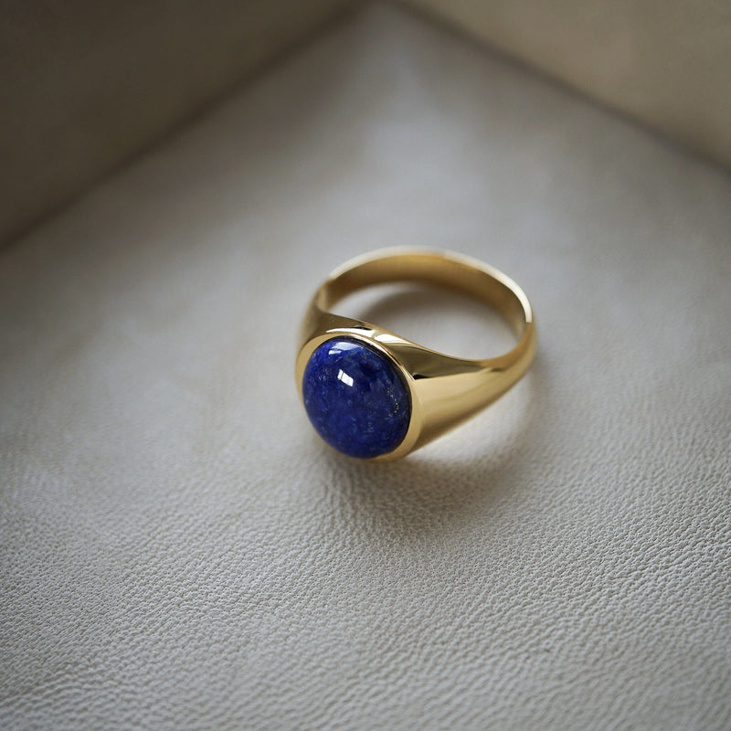 Siegelring Gold Männer mit blauem Lapis Stein Siegelring Sprezzi Fashion