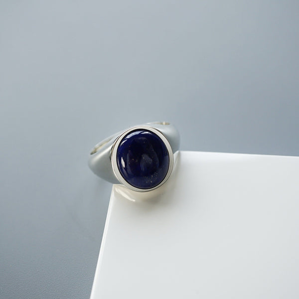 Silber Siegelring mit blauem Lapislazuli Stein für Männer aus 925 Sterling Silver Sprezzi Fashion