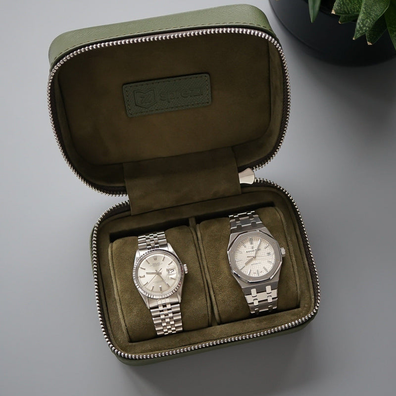 Uhrenbox 2 Uhren [Khaki] Uhrenrollen Sprezzi 