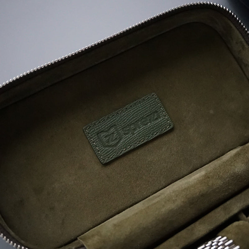 Luxuriöse Leder Uhrenbox khaki grün Aufbewahrung für bis zu 3 Uhren von Sprezzi Fashion