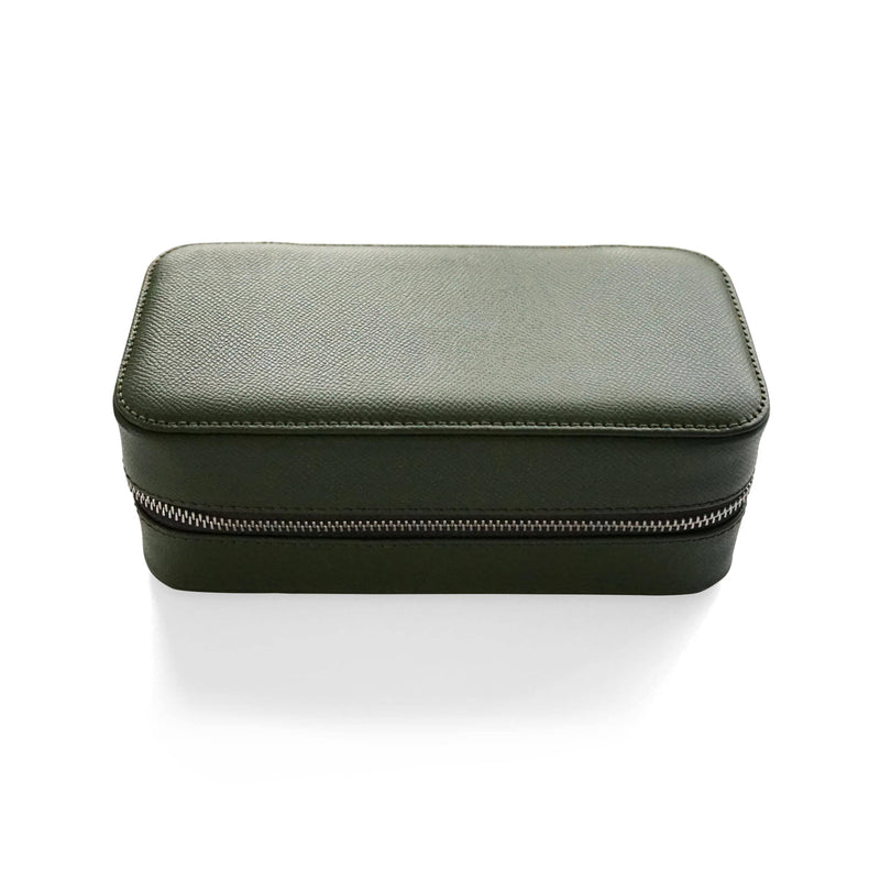 Luxuriöse Leder Uhrenbox khaki grün Aufbewahrung für bis zu 3 Uhren von Sprezzi Fashion