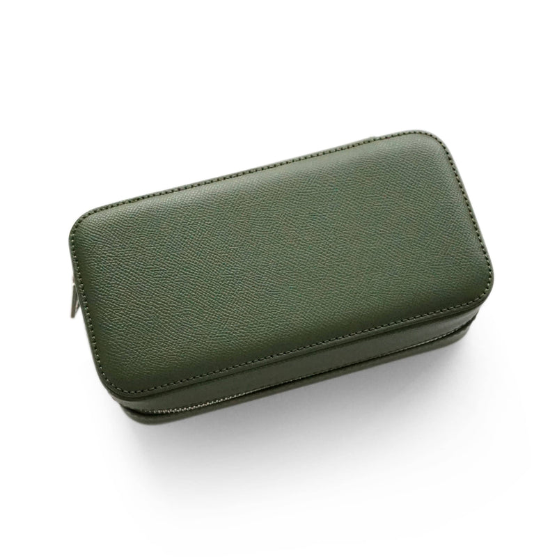Luxuriöse Leder Uhrenbox khaki grün Aufbewahrung für bis zu 3 Uhren von Sprezzi Fashion