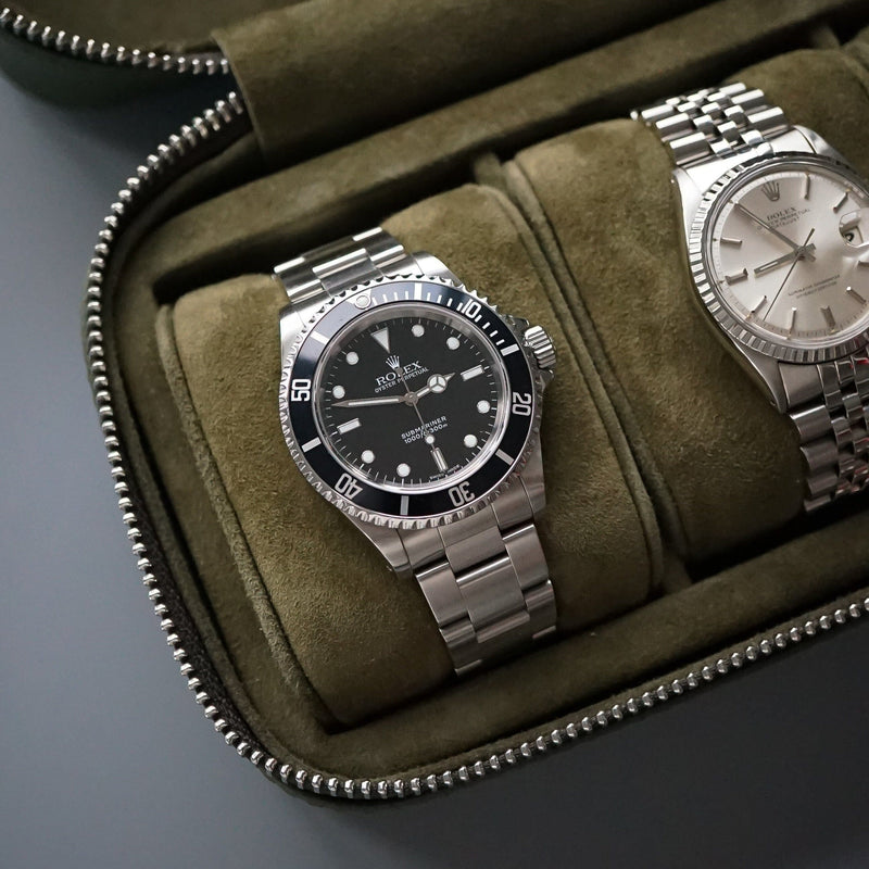 Luxuriöse Leder Uhrenbox khaki grün Aufbewahrung für bis zu 3 Uhren von Sprezzi Fashion