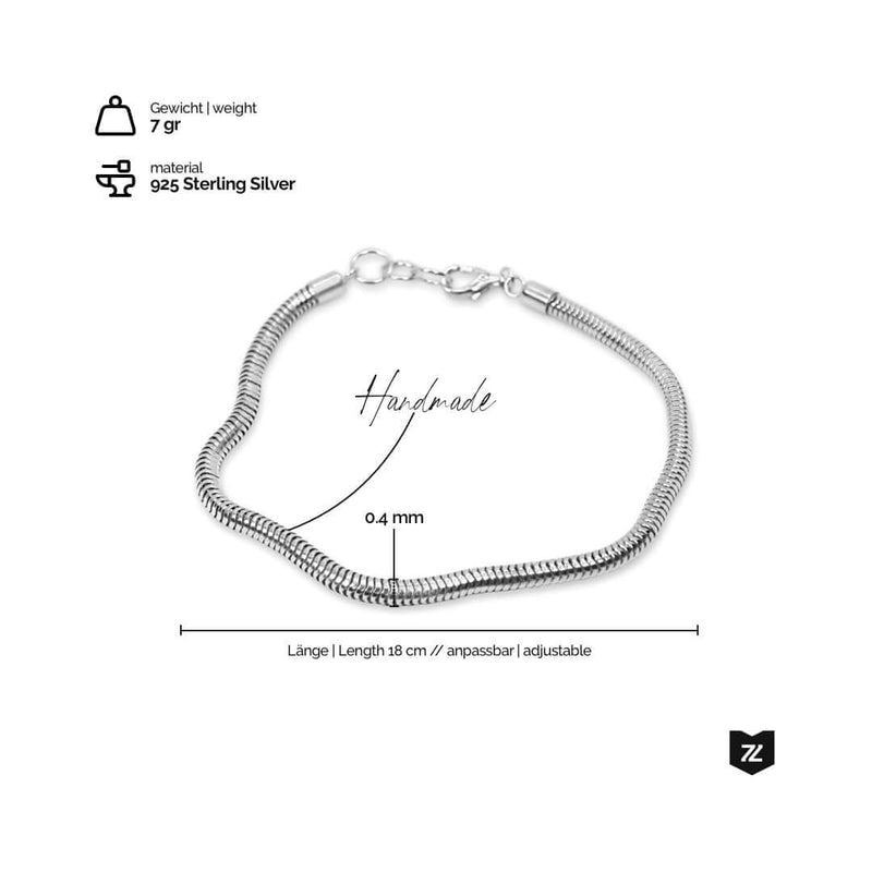 Herren Silber Snake Chain Armband aus 925 Sterling Silver Sprezzi Fashion