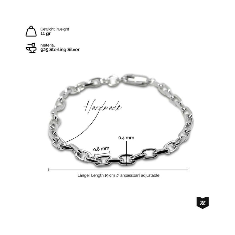 Hochwertiges 925 Silber Ketten Armband für Männer