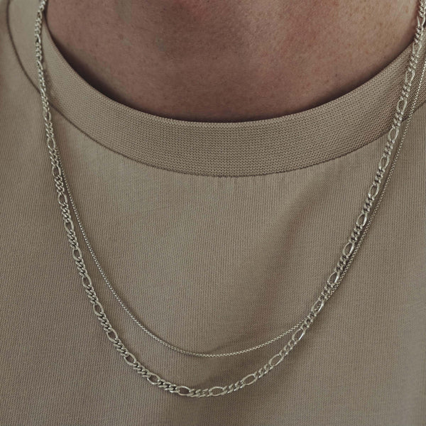 Sprezzi Fashion Herren Kette Silber Figaro Stil