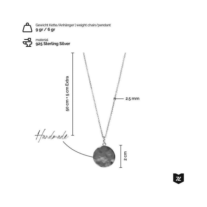 Herren Halskette aus 925 Sterling Silver mit gehämmertem Anhänger Sprezzi Fashion