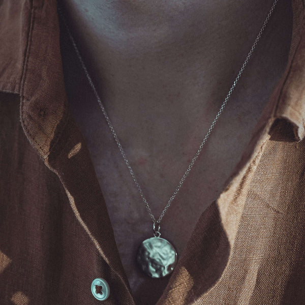 Herren Halskette aus 925 Sterling Silver mit gehämmertem Anhänger Sprezzi Fashion