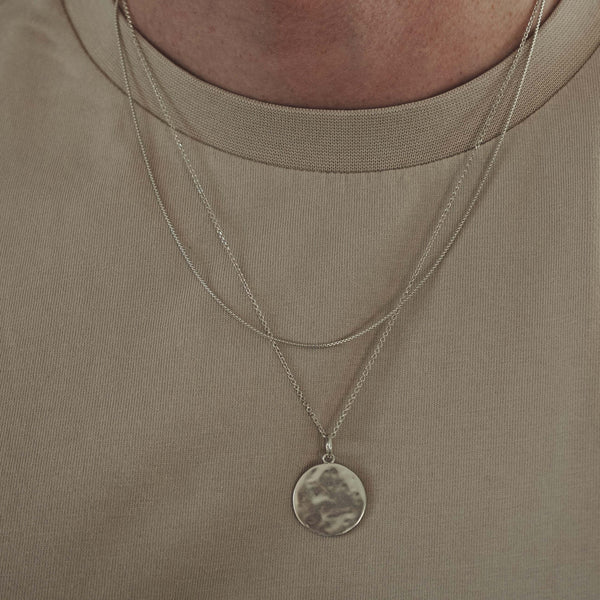 Herren Halskette aus 925 Sterling Silver mit gehämmertem Anhänger Sprezzi Fashion