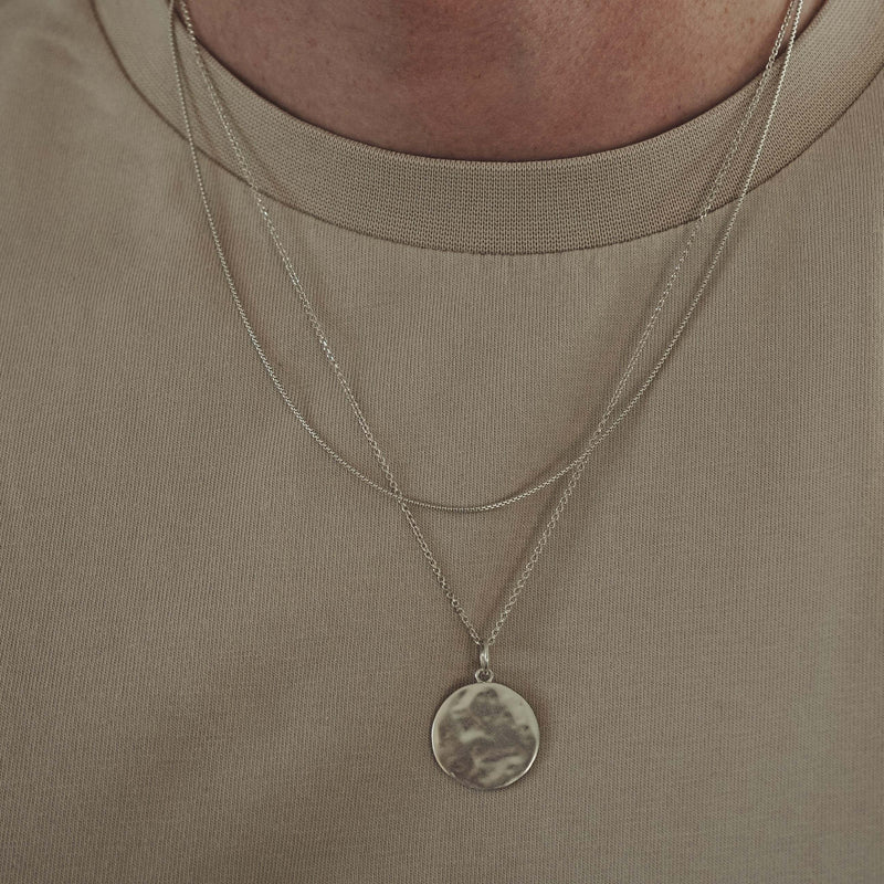 Herren Halskette aus 925 Sterling Silver mit gehämmertem Anhänger Sprezzi Fashion