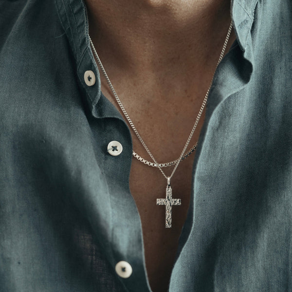 Herren Halskette 925 Sterling Silver mit Kreuz Anhänger Sprezzi Fashion