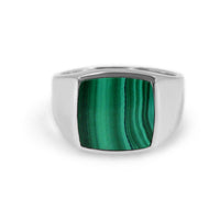 Eleganter Herren Siegelring mit grünem Malachit Stein aus 925 Sterling Silber, handgefertigt, exklusives Design Sprezzi Fashion