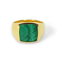 Goldener Siegelring mit grünem Malachit Stein für Männer Sprezzi Fashion