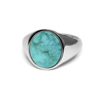 Eleganter Herren Siegelring mit ovalem Tuerkis Stein aus 925 Sterling Silber, handgefertigtes Design Sprezzi Fashion