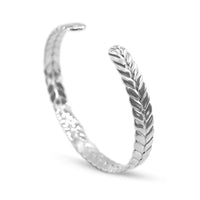 Vintage Silber Armreif Roman aus 925 Sterling Silber handgefertigt mit römischem Lorbeerkranz Stil Herren Schmuck Sprezzi Fashion