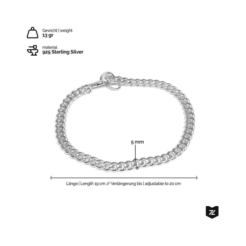 Panzerkette Armband für Männer aus 925 Sterling Silver