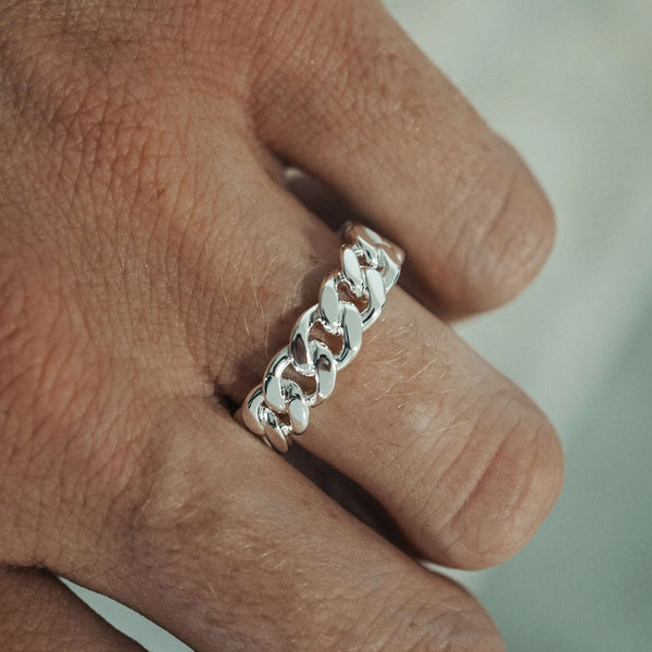 Silber Ring für Männer aus 925 Sterling Silver Cuban Ring Streetwear