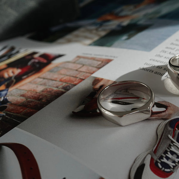 Minimalistischer Herren Ring aus 925 Sterling Silber und Gold