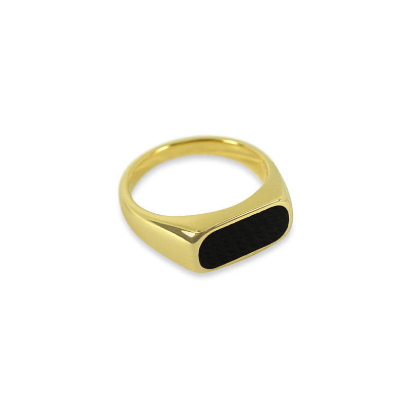 Minimalistischer Ring für Männer Gold mit schwarzem Stein Sprezzi Fashion