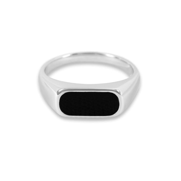 Minimalistischer Ring für Männer aus 925 Silber mit schwarzem Stein Sprezzi Fashion