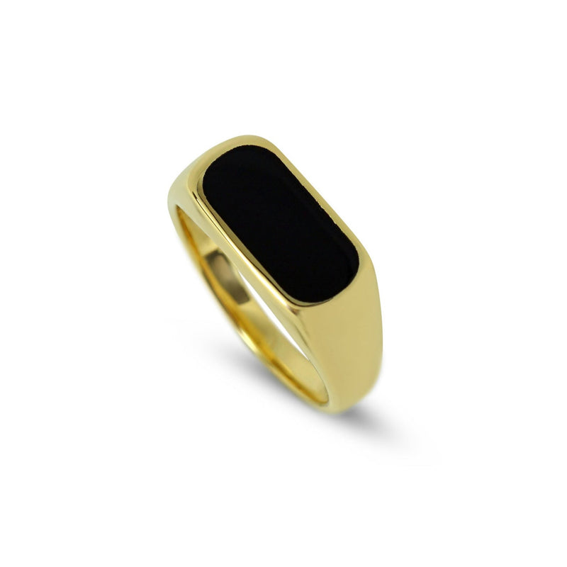 Minimalistischer Ring für Männer Gold mit schwarzem Stein Sprezzi Fashion