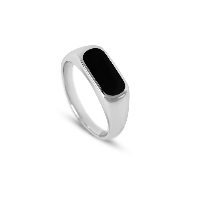 Minimalistischer Ring für Männer aus 925 Silber mit schwarzem Stein Sprezzi Fashion