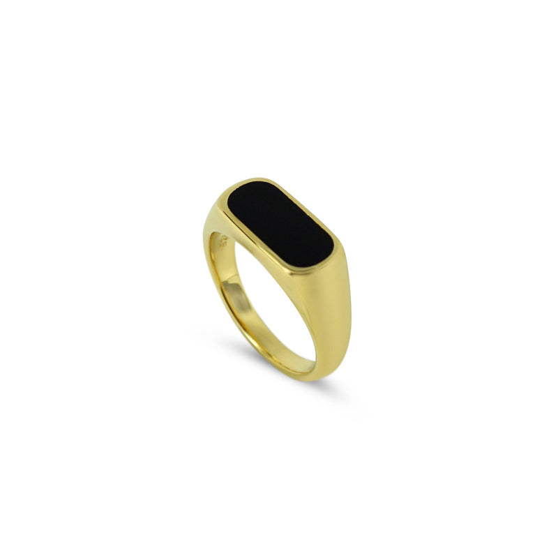 Minimalistischer Ring für Männer Gold mit schwarzem Stein Sprezzi Fashion