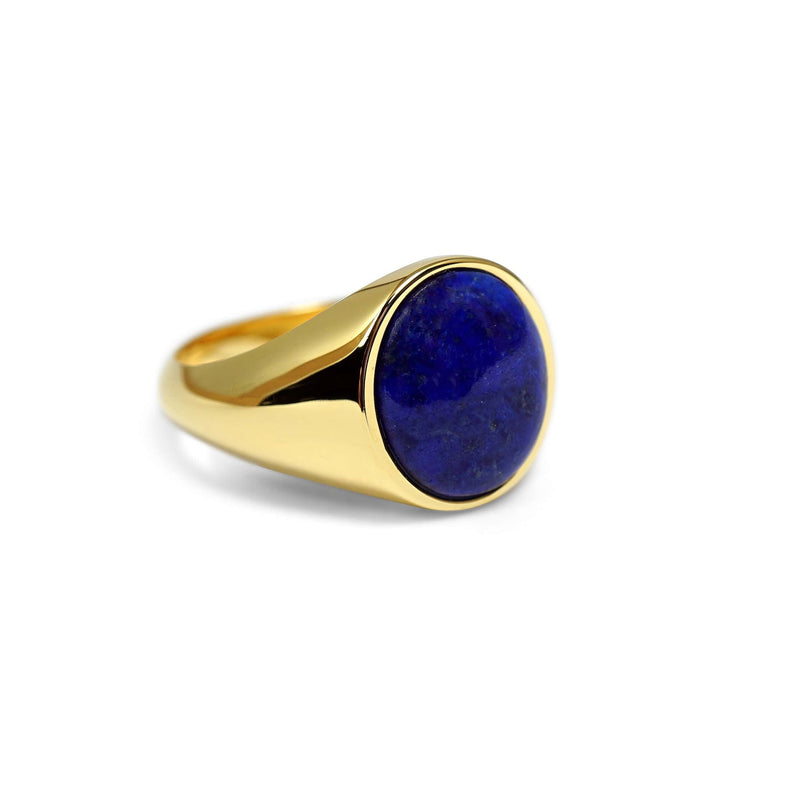 Siegelring Gold Männer mit blauem Lapis Stein Siegelring Sprezzi Fashion