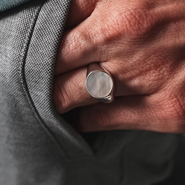 Ovaler Siegelring Männer 925 Silber Ring mit Edelstein Sprezzi Fashion