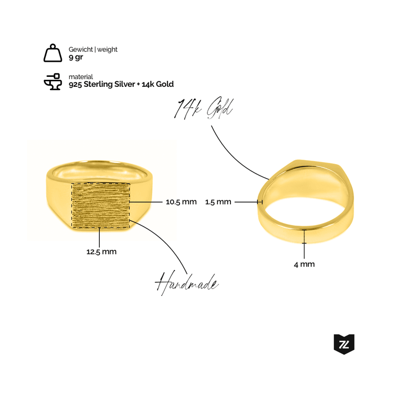 Siegelring Gold Herren minimalistisch massiv Goldring Sprezzi Fashion
