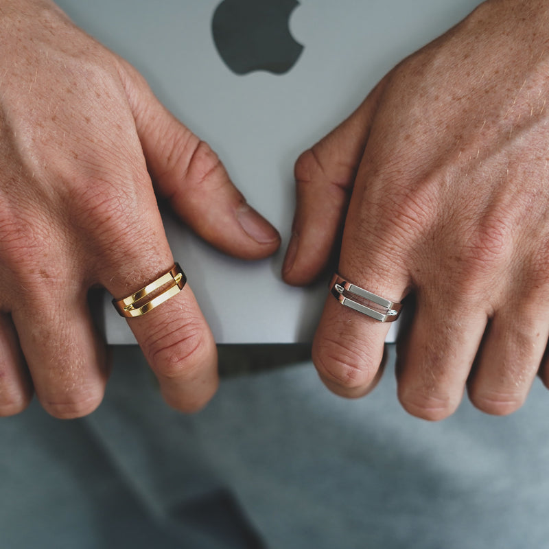 Minimalistischer Herren Ring aus 925 Silber und Gold handmade Sprezzi Fashion