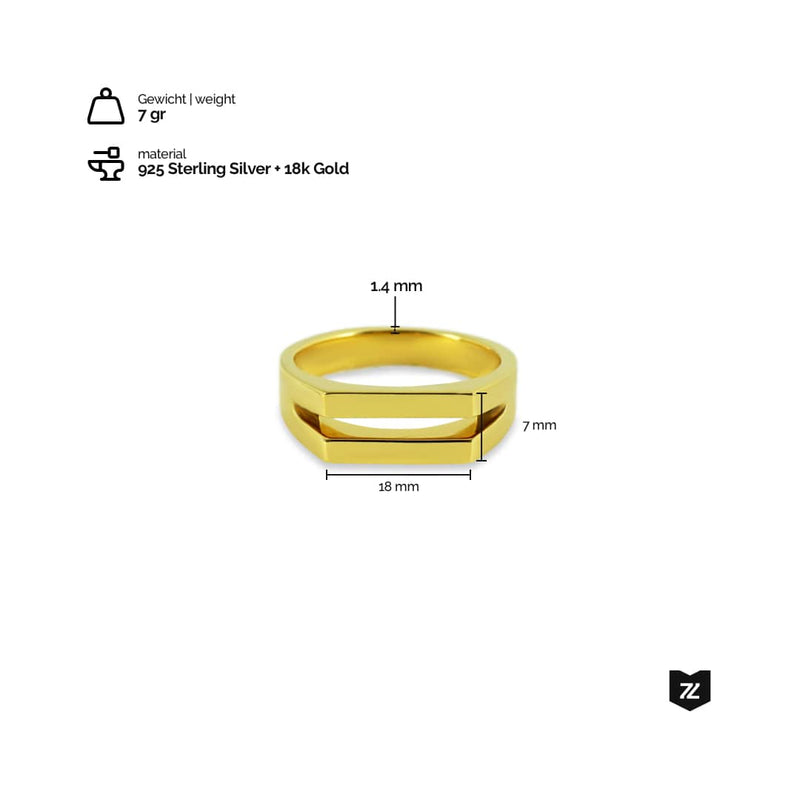 Minimalistischer Herren Ring aus 925 Silber und Gold handmade Sprezzi Fashion