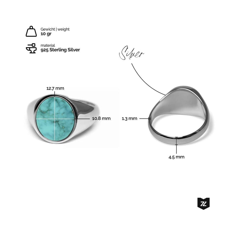 aSiegelring mit Stein Türkis für Männer aus 925 Sterling Silver Sprezzi Fashion