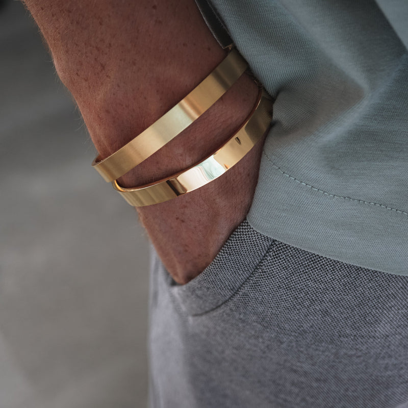 Set aus Edelstahl Armreifen für Männer in Gold