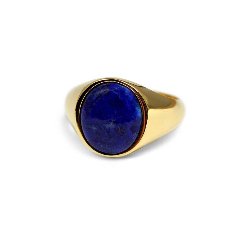 Siegelring Gold Männer mit blauem Lapis Stein Siegelring Sprezzi Fashion