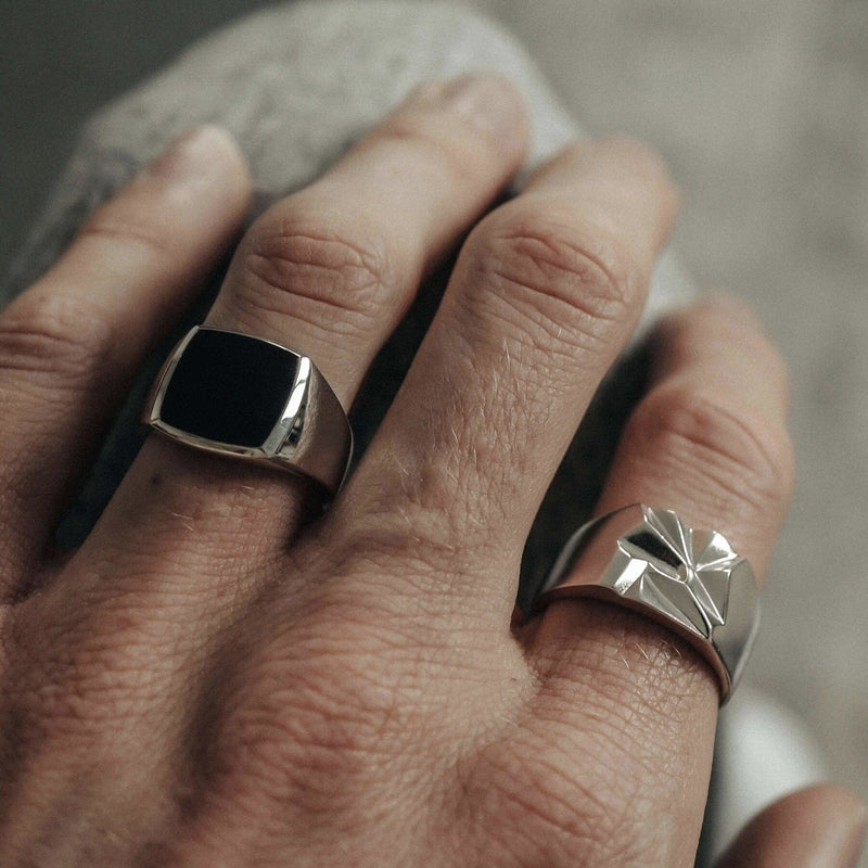 Silber Siegelring für Männer mit Onyx Stein schwarz klassisch Sprezzi Fashion