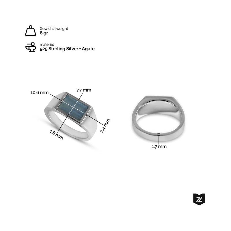 Siegelring mit Stein Agate Light Blue Ringe Sprezzi 