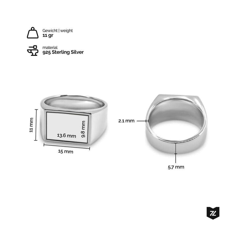 Männer Ring Silber Siegelring mit Perlen Stein aus 925 Sterling Silver Sprezzi Fashion