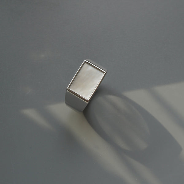 Männer Ring Silber Siegelring mit Perlen Stein aus 925 Sterling Silver Sprezzi Fashion