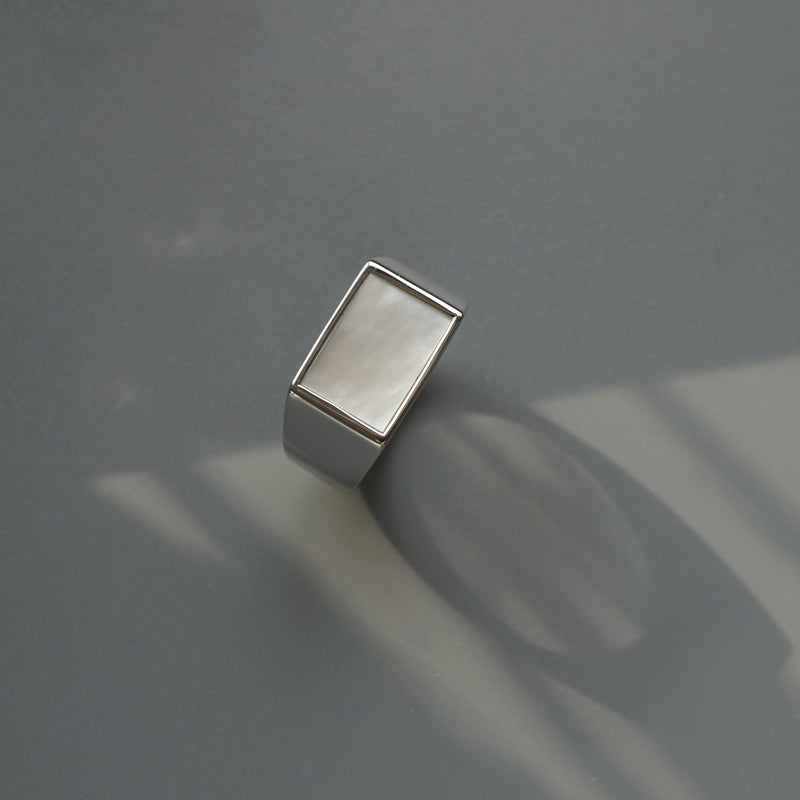 Männer Ring Silber Siegelring mit Perlen Stein aus 925 Sterling Silver Sprezzi Fashion