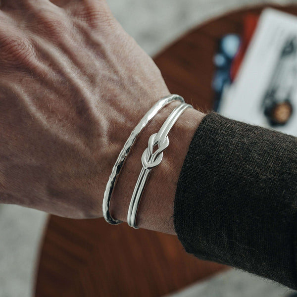 Massiver Silber Armreif für Männer Vintage gehämmert Sprezzi Fashion