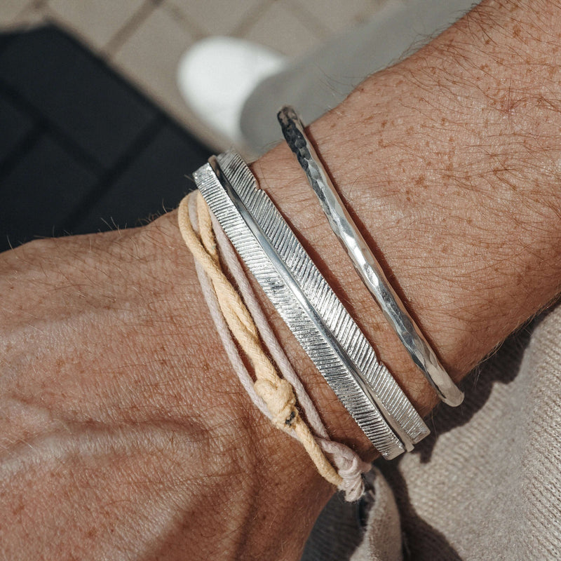 Massiver Silber Armreif für Männer Vintage gehämmert Sprezzi Fashion
