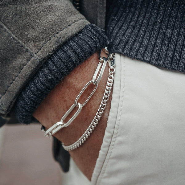 Silber Armband aus aus 925 Sterling Silver für Männer Paperclip Box Stil