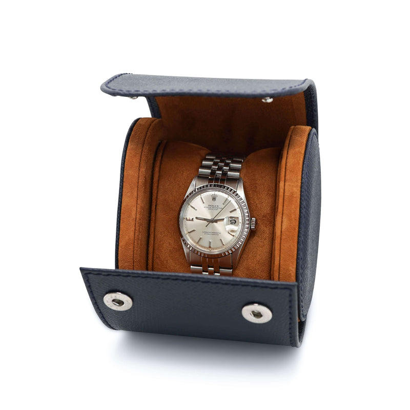Hochwertige Leder Uhrenrolle blau Aufbewahrung für eine Uhr Sprezzi Fashion