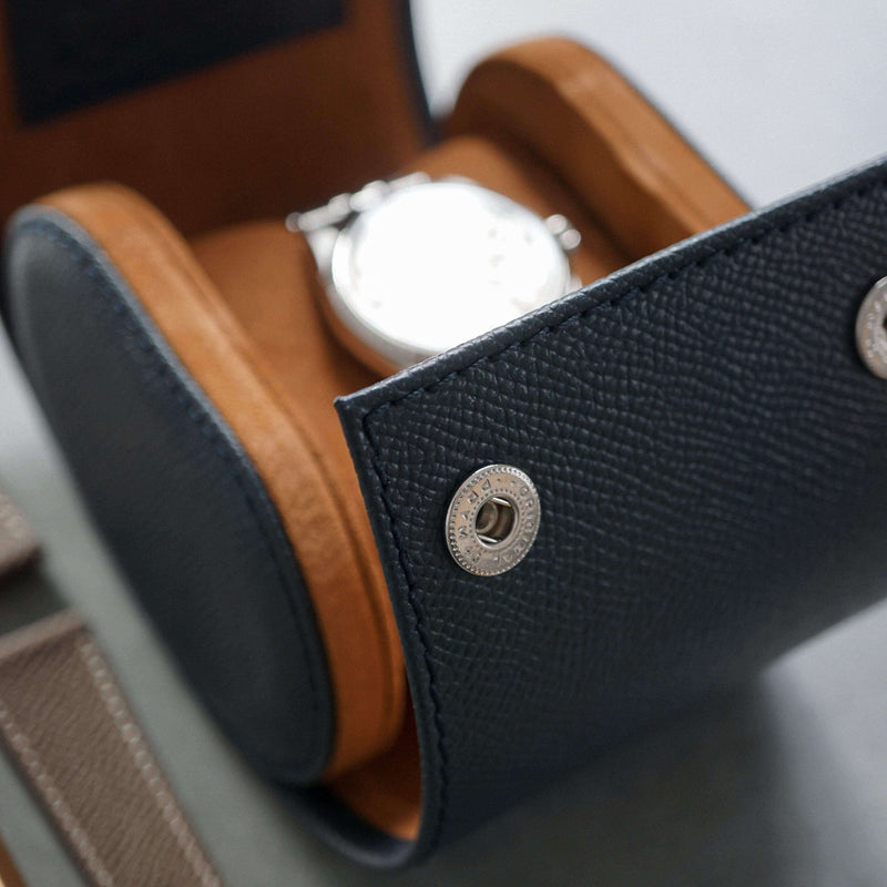 Hochwertige Leder Uhrenrolle blau Aufbewahrung für eine Uhr Sprezzi Fashion