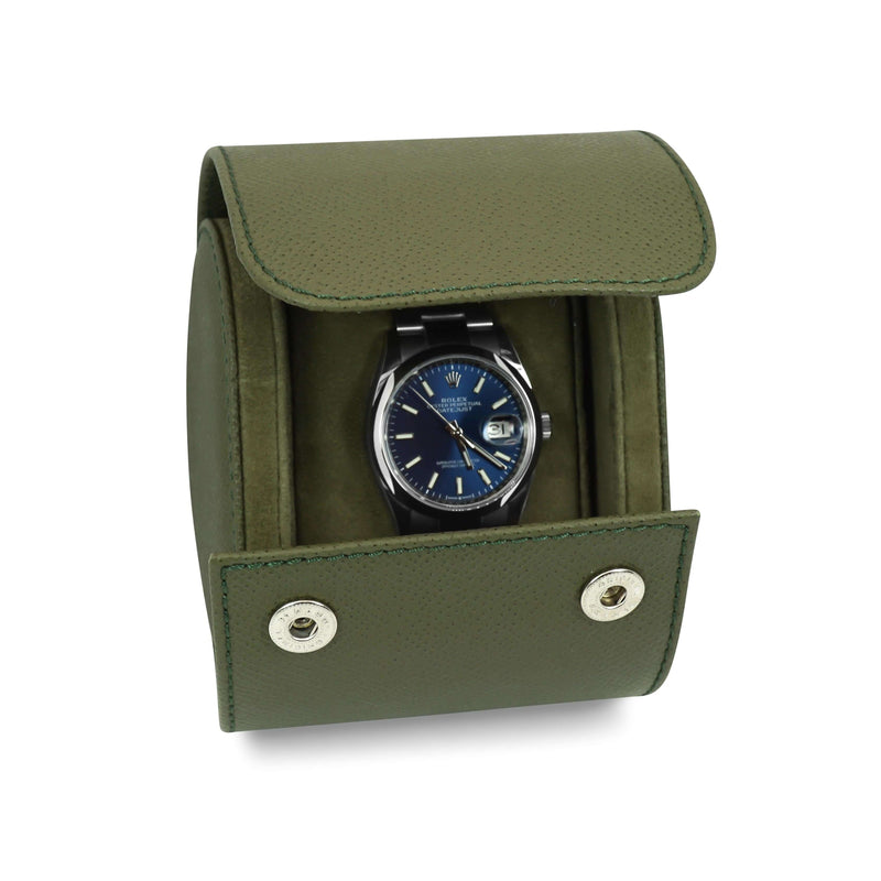Hochwertige Leder Uhrenrolle grün Aufbewahrung für eine Uhr Sprezzi Fashion